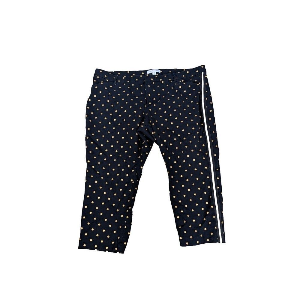 Old Navy Pants 26 Women's Black Polka Dot High Rise Striped Leg Pixie Workwear
